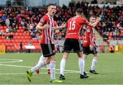 5 August 2019; David Parkhouse of Derry City celebrates after scoring his sides first goal during the EA Sports Cup semi-final match between Derry City and Waterford United at Ryan McBride Brandywell Stadium in Derry. Photo by Oliver McVeigh/Sportsfile