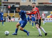 5 August 2019; Jamie McDonagh of Derry City in action against Tom Holland of Waterford United during the EA Sports Cup semi-final match between Derry City and Waterford at Ryan McBride Brandywell Stadium in Derry. Photo by Oliver McVeigh/Sportsfile