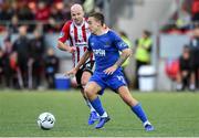 5 August 2019; Tom Holland of Waterford United in action against Grant Gillespie of Derry City during the EA Sports Cup semi-final match between Derry City and Waterford at Ryan McBride Brandywell Stadium in Derry. Photo by Oliver McVeigh/Sportsfile