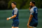6 August 2019; Joey Carbery, left, and Bundee Aki during Ireland Rugby squad training at Carton House in Maynooth, Kildare. Photo by Ramsey Cardy/Sportsfile