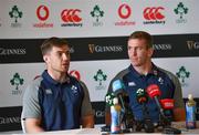 6 August 2019; Luke McGrath, left, and Chris Farrell during an Ireland Rugby press conference at Carton House in Maynooth, Kildare. Photo by Ramsey Cardy/Sportsfile
