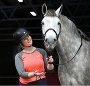 6 August 2019; Gemma Galligan from Oldcastle, Co Meath with her horse Silverbond who are competing in the Irish Draught Performance Championships during the previews ahead of the Stena Line Dublin Horse Show 2019 at RDS in Dublin. Photo by Matt Browne/Sportsfile