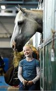 6 August 2019; 10 year old Alex Smith from Ballylooby, Co Tipperary with her family horse Stormy Diamond Lady who will compete in the Irish Draught Performance Horse Championships during the Stena Line Dublin Horse Show 2019 at RDS in Dublin. Photo by Matt Browne/Sportsfile
