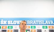 6 August 2019; Dundalk head coach Vinny Perth during a press conference at Tehelné pole Stadium in Bratislava, Slovakia. Photo by Vid Ponikvar/Sportsfile