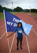 6 August 2019; Ambassador and sprinter Rhasidat Adeleke is photographed at Irishtown Stadium for the launch of the #ThisIsMyDublin campaign promoting Dublin City Sportsfest 2019. A week-long celebration of sport & physical activity from 23-29 of September. Everyone is encouraged participate regardless of age, ability or background. For more information visit http://www.dublincity.ie/sportsfest. Photo by Stephen McCarthy/Sportsfile