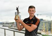 7 August 2019; PwC GAA/GPA Players of the Month for July, footballer Michael Murphy of Donegal, and hurler Patrick Horgan of Cork, were at PwC offices in Dublin today to pick up their respective awards. The players were joined by PwC’s Ronan Finn, Uachtarán Cumann Lúthchleas Gael, John Horan, and GPA Chief Executive, Paul Flynn. Pictured is Patrick Horgan of Cork with his award at PwC, Spencer Dock, North Wall Quay, Dublin. Photo by Seb Daly/Sportsfile