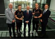 7 August 2019; PwC GAA/GPA Players of the Month for July, footballer Michael Murphy of Donegal, and hurler Patrick Horgan of Cork, were at PwC offices in Dublin today to pick up their respective awards. The players were joined by PwC’s Ronan Finn, Uachtarán Cumann Lúthchleas Gael, John Horan, and GPA Chief Executive, Paul Flynn. Pictured are, from left, Uachtarán Cumann Lúthchleas Gael John Horan, Patrick Horgan of Cork, Ronan Finn, PwC Partner, Michael Murphy of Donegal, and Paul Flynn, GPA Chief Executive, at PwC, Spencer Dock, North Wall Quay, Dublin. Photo by Seb Daly/Sportsfile