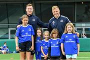 7 August 2019; Leinster players Rory O’Loughlin, left, and James Tracy with participants during the Bank of Ireland Leinster Rugby Summer Camp at Lansdowne FC in Dublin. Photo by Piaras Ó Mídheach/Sportsfile