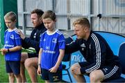 7 August 2019; Leinster players Rory O’Loughlin, left, and James Tracy with participants during the Bank of Ireland Leinster Rugby Summer Camp at Lansdowne FC in Dublin. Photo by Piaras Ó Mídheach/Sportsfile