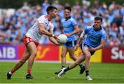 4 August 2019; Conan Grugan of Tyrone in action against Robert McDaid of Dublin during the GAA Football All-Ireland Senior Championship Quarter-Final Group 2 Phase 3 match between Tyrone and Dublin at Healy Park in Omagh, Tyrone. Photo by Brendan Moran/Sportsfile