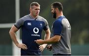 8 August 2019; Defence coach Andy Farrell speaking to Chris Farrell during an Ireland Rugby training session at Carton House in Maynooth, Kildare. Photo by Brendan Moran/Sportsfile