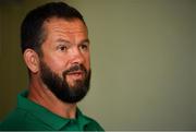 8 August 2019; Defence coach Andy Farrell during an Ireland rugby press conference at Carton House in Maynooth, Kildare. Photo by Brendan Moran/Sportsfile
