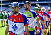 2 August 2019; New York captain Dylan Grace leads his team-mates in the parade before the Renault GAA World Games Mens Hurling Native Cup Final against London during the Renault GAA World Games 2019 Day 5 - Cup Finals at Croke Park in Dublin. Photo by Piaras Ó Mídheach/Sportsfile