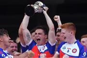 2 August 2019; Conor Mathers of New York Freedom lifts the cup after beating New York Liberty in the Renault GAA World Games Mens Football Native Cup Final during the Renault GAA World Games 2019 Day 5 - Cup Finals at Croke Park in Dublin. Photo by Piaras Ó Mídheach/Sportsfile