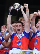 2 August 2019; Conor Mathers of New York Freedom lifts the cup after beating New York Liberty in the Renault GAA World Games Mens Football Native Cup Final during the Renault GAA World Games 2019 Day 5 - Cup Finals at Croke Park in Dublin. Photo by Piaras Ó Mídheach/Sportsfile