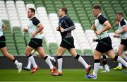 9 August 2019; Jack Carty, centre, during the Ireland Rugby Captain's Run at the Aviva Stadium in Dublin. Photo by David Fitzgerald/Sportsfile