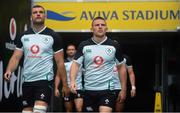 9 August 2019; Andrew Conway, right, and Tadhg Beirne walk out out prior to the Ireland Rugby Captain's Run at the Aviva Stadium in Dublin. Photo by David Fitzgerald/Sportsfile