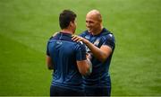 9 August 2019; Sergio Parisse, right, and Sebastian Negri during the Italy Rugby Captain's Run at the Aviva Stadium in Dublin. Photo by David Fitzgerald/Sportsfile