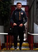 9 August 2019; Conor Clifford of St Patrick's Athletic arrives prior to the Extra.ie FAI Cup First Round match between St. Patrick’s Athletic and Bray Wanderers at Richmond Park in Dublin. Photo by Ben McShane/Sportsfile
