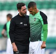 9 August 2019; Shamrock Rovers manager Stephen Bradley in conversation with Graham Burke before the Extra.ie FAI Cup First Round match between Shamrock Rovers and Finn Harps at Tallaght Stadium in Tallaght, Dublin. Photo by Piaras Ó Mídheach/Sportsfile