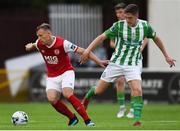 9 August 2019; Jamie Lennon of St Patrick's Athletic in action against John Martin of Bray Wanderers during the Extra.ie FAI Cup First Round match between St. Patrick’s Athletic and Bray Wanderers at Richmond Park in Dublin. Photo by Ben McShane/Sportsfile