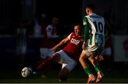 9 August 2019; Jamie Lennon of St Patrick's Athletic intercepts from Dylan McGlade, 10, of Bray Wanderers during the Extra.ie FAI Cup First Round match between St. Patrick’s Athletic and Bray Wanderers at Richmond Park in Dublin. Photo by Ben McShane/Sportsfile