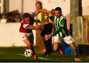 9 August 2019; Dylan McGlade of Bray Wanderers in action against Simon Madden of St Patrick's Athletic during the Extra.ie FAI Cup First Round match between St. Patrick’s Athletic and Bray Wanderers at Richmond Park in Dublin. Photo by Ben McShane/Sportsfile