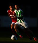 9 August 2019; Dylan McGlade of Bray Wanderers in action against Jamie Lennon of St Patrick's Athletic during the Extra.ie FAI Cup First Round match between St. Patrick’s Athletic and Bray Wanderers at Richmond Park in Dublin. Photo by Ben McShane/Sportsfile