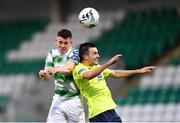 9 August 2019; Gary O'Neill of Shamrock Rovers in action against Mark Timlin of Finn Harps during the Extra.ie FAI Cup First Round match between Shamrock Rovers and Finn Harps at Tallaght Stadium in Tallaght, Dublin. Photo by Piaras Ó Mídheach/Sportsfile