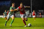 9 August 2019; Ciaran Kelly of St Patrick's Athletic in action against Joe Doyle of Bray Wanderers during the Extra.ie FAI Cup First Round match between St. Patrick’s Athletic and Bray Wanderers at Richmond Park in Dublin. Photo by Ben McShane/Sportsfile