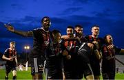 9 August 2019; Bohemians players celebrate after Danny Mandroiu scored their side's late winning goal during the Extra.ie FAI Cup First Round match between Bohemians and Shelbourne at Dalymount Park in Dublin. Photo by Stephen McCarthy/Sportsfile