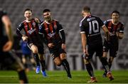 9 August 2019; Danny Mandroiu of Bohemians celebrates after scoring his side's third goal during the Extra.ie FAI Cup First Round match between Bohemians and Shelbourne at Dalymount Park in Dublin. Photo by Stephen McCarthy/Sportsfile