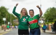 10 August 2019; Caroline Byrne, left, from Co Kildare and Aoife Sweeney from Knockmore, Co Mayo prior to the Guinness Summer Series 2019 match between Ireland and Italy at the Aviva Stadium in Dublin. Photo by David Fitzgerald/Sportsfile