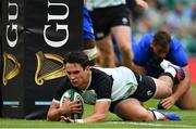 10 August 2019; Joey Carbery of Ireland goes over to score his side's first try during the Guinness Summer Series 2019 match between Ireland and Italy at the Aviva Stadium in Dublin. Photo by Brendan Moran/Sportsfile