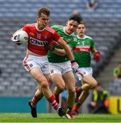 10 August 2019; Michael O'Neill of Cork in action against Alfie Morrison of Mayo during the Electric Ireland GAA Football All-Ireland Minor Championship Semi-Final match between Cork and Mayo at Croke Park in Dublin. Photo by Ray McManus/Sportsfile