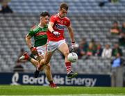 10 August 2019; Michael O'Neill of Cork in action against Alfie Morrison of Mayo during the Electric Ireland GAA Football All-Ireland Minor Championship Semi-Final match between Cork and Mayo at Croke Park in Dublin. Photo by Ray McManus/Sportsfile