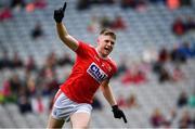 10 August 2019; Patrick Campbell of Cork celebrates after scoring his side's first goal during the Electric Ireland GAA Football All-Ireland Minor Championship Semi-Final match between Cork and Mayo at Croke Park in Dublin. Photo by Sam Barnes/Sportsfile