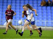 10 August 2019; Emma Murray of Waterford in action against Sarah Conneally of Galway during the TG4 All-Ireland Ladies Football Senior Championship Quarter-Final match between Galway and Waterford at Glennon Brothers Pearse Park in Longford. Photo by Matt Browne/Sportsfile