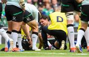 10 August 2019; Joey Carbery of Ireland receives medical attention during the Guinness Summer Series 2019 match between Ireland and Italy at the Aviva Stadium in Dublin. Photo by David Fitzgerald/Sportsfile