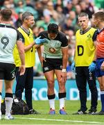 10 August 2019; Joey Carbery of Ireland receives medical attention during the Guinness Summer Series 2019 match between Ireland and Italy at the Aviva Stadium in Dublin. Photo by David Fitzgerald/Sportsfile