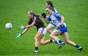 10 August 2019; Megan Glynn of Galway in action against Cooimhe McGrath and Chloe Fennell of Waterford during the TG4 All-Ireland Ladies Football Senior Championship Quarter-Final match between Galway and Waterford at Glennon Brothers Pearse Park in Longford. Photo by Matt Browne/Sportsfile