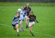 10 August 2019; Tracey Leonard of Galway in action against Karen McGrath of Waterford during the TG4 All-Ireland Ladies Football Senior Championship Quarter-Final match between Galway and Waterford at Glennon Brothers Pearse Park in Longford. Photo by Matt Browne/Sportsfile