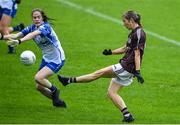 10 August 2019; Tracey Leonard of Galway scores a goal past Emma Murray of Waterford during the TG4 All-Ireland Ladies Football Senior Championship Quarter-Final match between Galway and Waterford at Glennon Brothers Pearse Park in Longford. Photo by Matt Browne/Sportsfile