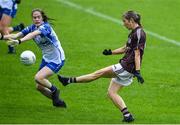 10 August 2019; Tracey Leonard of Galway scores a goal past Emma Murray of Waterford during the TG4 All-Ireland Ladies Football Senior Championship Quarter-Final match between Galway and Waterford at Glennon Brothers Pearse Park in Longford. Photo by Matt Browne/Sportsfile