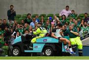 10 August 2019; Joey Carbery of Ireland reacts as he is taken from the field following an injury during the Guinness Summer Series 2019 match between Ireland and Italy at the Aviva Stadium in Dublin. Photo by Seb Daly/Sportsfile