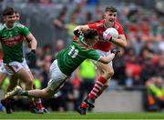 10 August 2019; Conor Corbett of Cork fends off Owen McHale of Mayo during the Electric Ireland GAA Football All-Ireland Minor Championship Semi-Final match between Cork and Mayo at Croke Park in Dublin. Photo by Piaras Ó Mídheach/Sportsfile