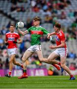 10 August 2019; Dylan Thornton of Mayo in action against Hugh Murphy of Cork during the Electric Ireland GAA Football All-Ireland Minor Championship Semi-Final match between Cork and Mayo at Croke Park in Dublin. Photo by Sam Barnes/Sportsfile