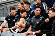 10 August 2019; Dublin players, from left, Jack McCaffrey, Kevin McManamon, Michael Darragh Macauley and Philly McMahon get ready to watch some of the second half of the minor game before the GAA Football All-Ireland Senior Championship Semi-Final match between Dublin and Mayo at Croke Park in Dublin. Photo by Ray McManus/Sportsfile