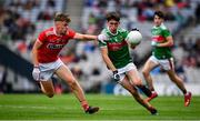 10 August 2019; Mark Tighe of Mayo in action against Daniel Peet of Cork during the Electric Ireland GAA Football All-Ireland Minor Championship Semi-Final match between Cork and Mayo at Croke Park in Dublin. Photo by Sam Barnes/Sportsfile