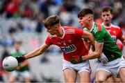 10 August 2019; Daniel Peet of Cork in action against Frank Irwin of Mayo during the Electric Ireland GAA Football All-Ireland Minor Championship Semi-Final match between Cork and Mayo at Croke Park in Dublin. Photo by Sam Barnes/Sportsfile